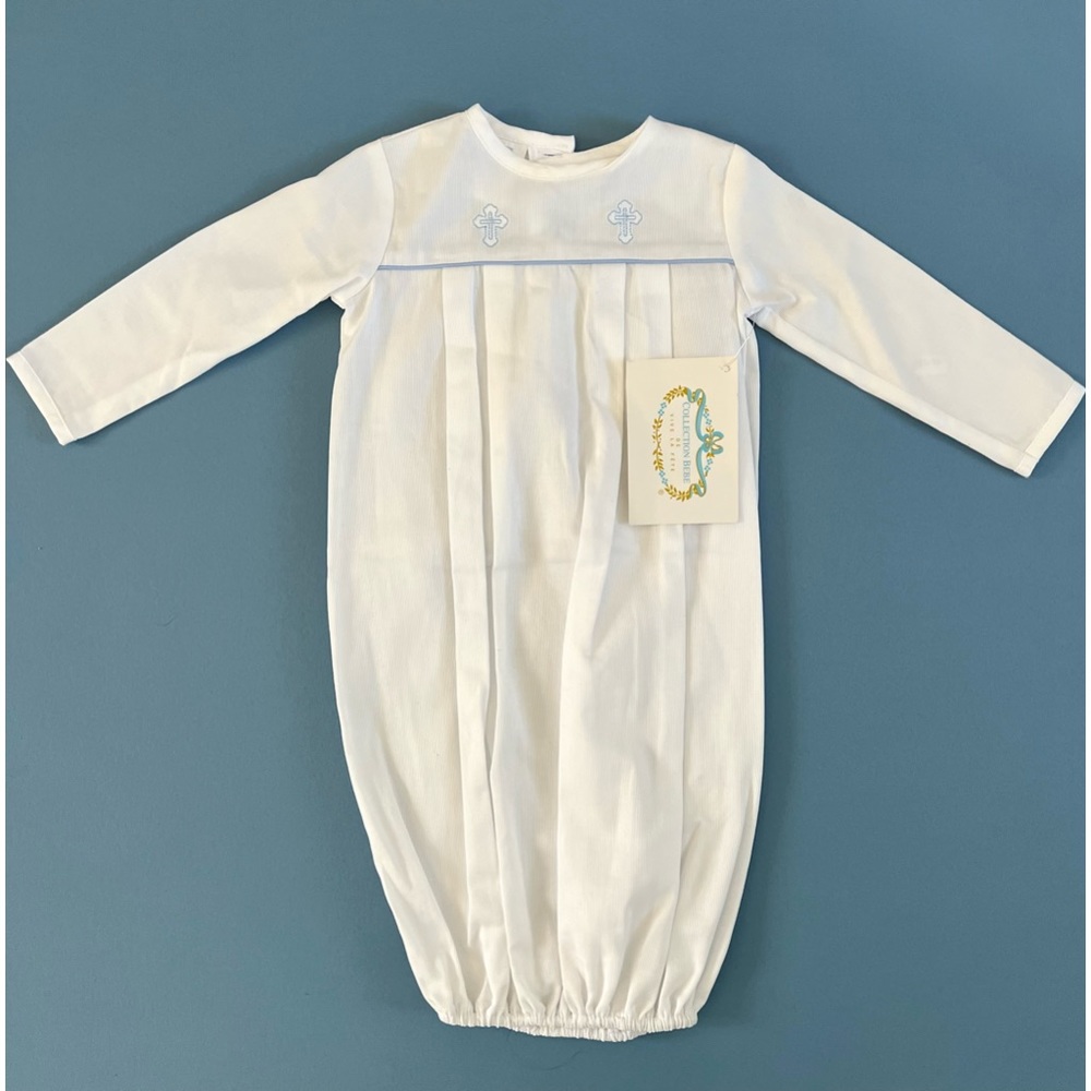 NWT Vive La Fete The Cross Embroidered‎ Pique Christening Gown